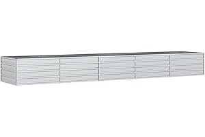 vidaXL Letto Rialzato Giardino 400x80x45 cm in Acciaio Zincato Argento