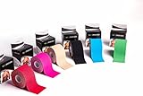 Kinesiology Tape KG | PHYSIO - 5cm x 5m roll - sports injury tape - Physio tape - Water resistant, stays on through heavy activity- Used for a wide range of sporting and physiotherapeutic conditions - Instruction booklet with pictures included!