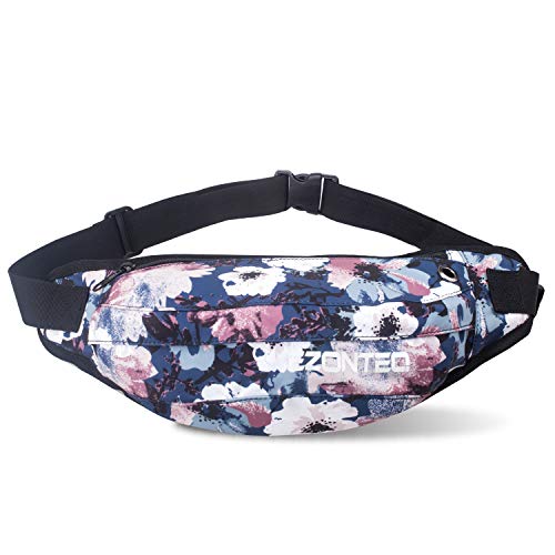 EZONTEQ Große Bauchtasche mit weicher Taille für Männer und Frauen, zum Laufen und Einkaufen, Verstellbarer Gurt, für alle Arten von Handys, Plum Blossom, 16.5x5.9x3.9 inch