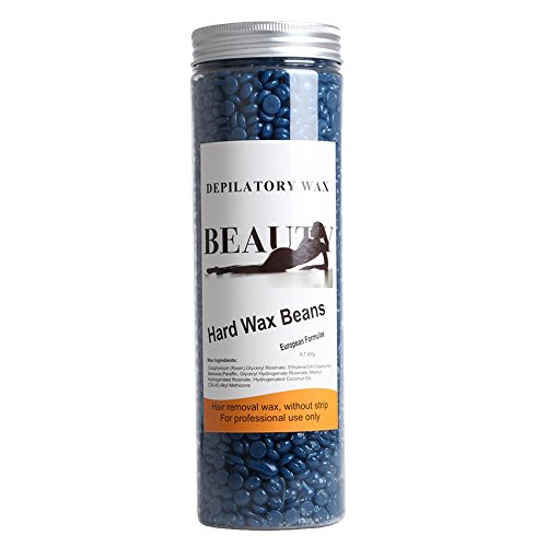 400G Depilatory Wax Beads Hard Solid Beans Pearl Shape Granules Hot Film Waxing Beads for Body Facial Hair Removal with Storage Box Chamomile Smell