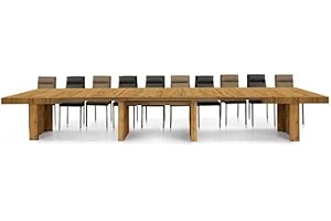 Mar.c.a. Design - Mesa extensible grande con 6 extensiones de 50 cm, estructura del tablero y patas totalmente de madera de roble nodrido Made in Italy (Roble, 180 x 100 x 78 cm)