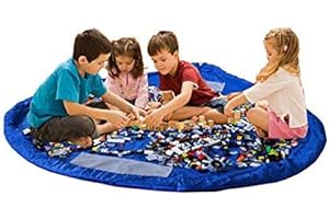 Funky Planet Bolsa de almacenamiento de juguetes para Lego - Bolsas de organizador - Alfombra de juego para niños de 60 pulgadas (150 cm) - Organizador portátil de juguetes para niños