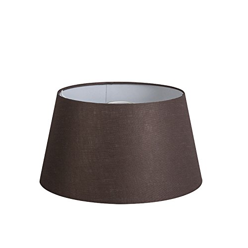 QAZQA Leinen Lampenschirm 32cm rund DS E27 leinen braun , Rund konisch Schirm Pendelleuchte, Schirm Stehleuchte,