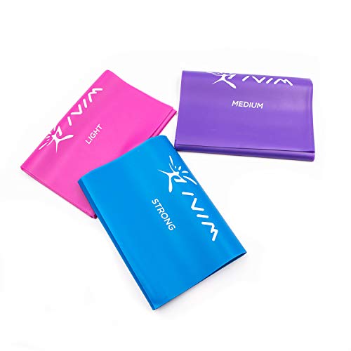 Conjunto de bandas de resistencia terapéutica, sin tex, bandas de estiramiento, flexibilidad, yoga, ballet, gimnasia y rehabilitación, rosa púrpura, azul (3 paquetes, 3 y nbsp; m de largo)