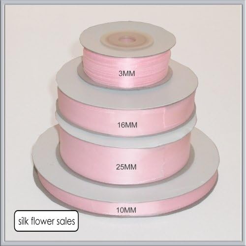 Single roll of Baby Pink Double Faced Satin Ribbon 3mm, 10mm, 16mm, 25mm Widths (16mm x 25M)