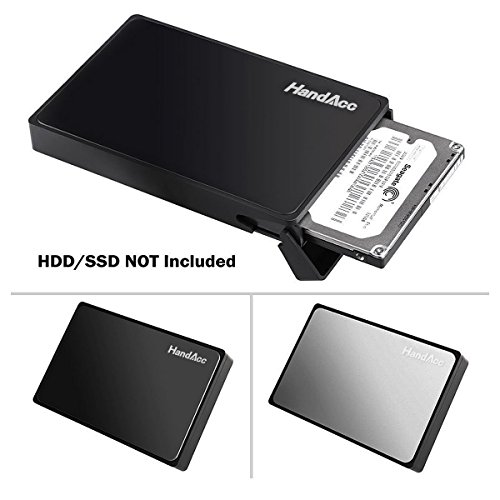 HandAcc USB 3.0 Externes festplatten Gehäuse für 9.5mm 7mm 2.5 zoll SATA-I, SATA-II, SATA-III, SATA SSD und HDD, braucht keine Werkzeug, Unterstützt UASP – Schwarz - 5