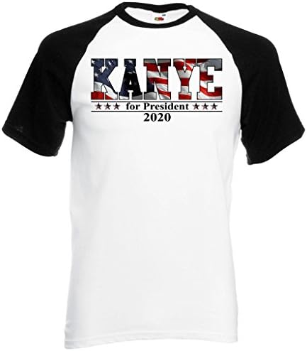 New Kanye WEST for President 2020 CAMPAIN Slogan Short Sleeve Baseball Contrast T Shirt