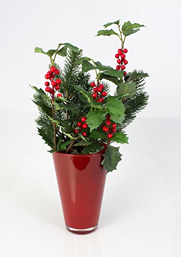 Konische Glasvase ANNA, rot, 21cm, Ø 14cm – Blumenvase / Tischvase - 5