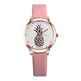 MJARTORIA Damen Armbanduhr Elegant tropisch Ananas Rose Gold Farbe Analoge Quarz Uhr Rosa Band