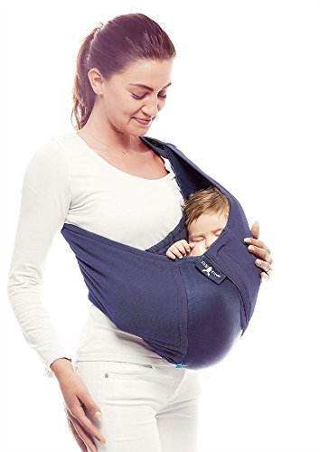Wallaboo Baby sling Connection, Easy Adjustable and Ergonomic, Newborn 8lbs to 33 lbs, 100% Cotton, 3 Sitting Positions, Color: True Blue