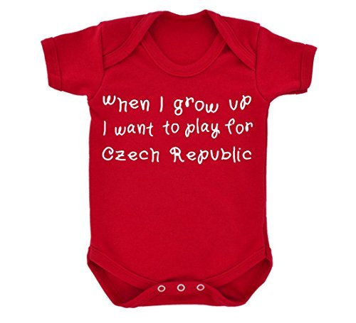 When I Grow Up...Play for Czech Republic Baby Bodysuit Red with White Print