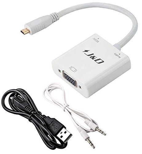 Micro HDMI auf VGA, J&D Goldbeschichteter Micro HDMI auf VGA Konverter inkl. Audio – Weiß - 7