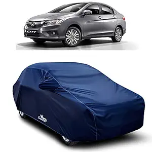 Drench Water Resistant - dust Proof - car Body Cover for Compatible with Honda City car Cover - Water Resistant UV Proof - car Body Cover (Navy Blue with Mirror)