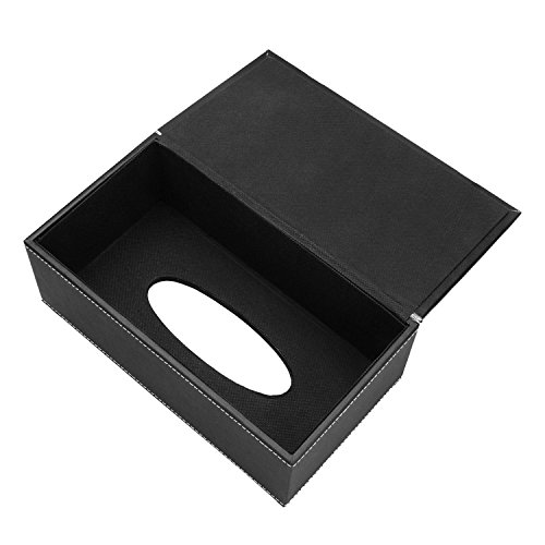 Zedtom PU-leder Kosmetiktücherbox Taschentuchspender, 25*14*9.5cm (Schwarz) - 3