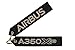 Price comparison product image Airbus A350 XWB Keyring | Black | Approx. 16 x 3.0 cm Embroidered Silver Text | de Dealer