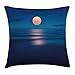 Produktbild Ocean Throw Pillow Cushion Cover, Nature Theme Landscape of Beautiful Sunset Over The Ocean Digital Print, Decorative Square Accent Pillow Case, Dark Blue and Yellow 18 x 18 Inch