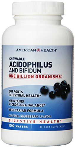 American Health Chewable Probiotics, Acidophilus-Blueberry with Acidophilus and Bifidus, 100 Count by American Health
