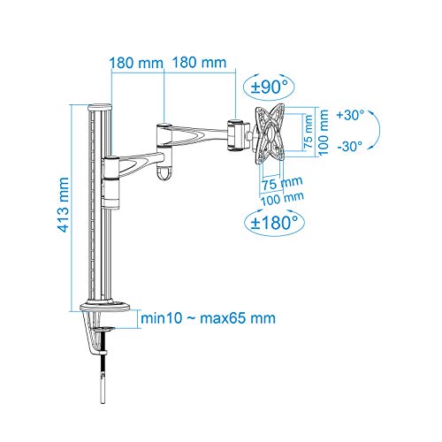Mejor Ahorro para TooQ DB1023TN-B - Soporte de mesa giratorio e
inclinable para monitores o TVs LED/LCD, (desde 13" a 23", hasta 15kg
de peso por brazo, ajustable en altura hasta 415mm, inclinación +/-15º
y giro 360º, VESA 75x75 / 100x100, color negro en Amazon