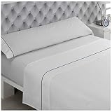 sabanas almohadas precios Acabado muy suave. DON ALGODÓN - Juego de sabanas PERCAL ALGODÓN 100% 144 hilos LISA BLANCO 4 PIEZAS Cama de 150 x 190/200. Encimera + 2 FUNDAS DE ALMOHADA + sabana bajera ajustable.