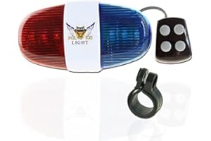 LEAGY LED Police Bike Light with 4 Sound Sirens, Trumpet, Bicycle Horn Suitable for Bicycles, Outdoor Riding
