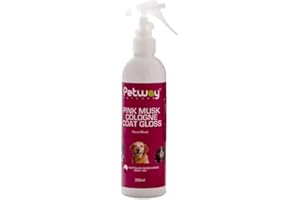 Petway Petcare Dog Cologne Spray for Dogs and Puppies, Long Lasting, Pink Musk Aroma Care Coat Gloss Deodorising and Grooming Spray, Natural Cologne for Grooming Our Pets, 250 ml