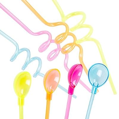 Robelli 4-Colour Milk-shake / Smoothie Spirale Cuillère Pailles - Idéal Pour Les Enfants - 8