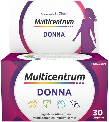 Multicentrum Donna Integratore Multivitaminico completo per donna, con Vitamina D, K, Acido Folico, Calcio, Ferro, per combattere stanchezza e affaticamento, 30 Compresse