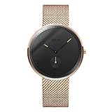 BREAK Herrenuhren Edelstahlarmband Top Marken Luxuxwasserdichte Japanische Analoge Quarzuhr Ultra Dünne Art und Weiselässige Armbanduhr-Schwarzes