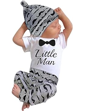 sunnymi Bart Bowknot Muster 3pcs Casual ★Mädchen Jungen Brief Top + Hut + Pants Bekleidungsset Outfits★Unisex...