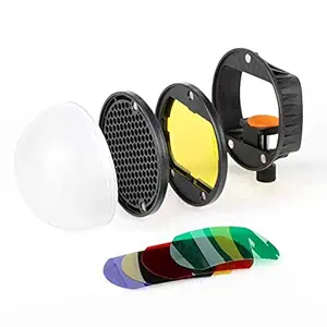 Grow More Flash Diffuser Light Softbox Speedlite Flash Accessories Kit Color Filter Honeycomb Grid Reflector Diffuser Ball with Universal Magnetic Mount for Canon Sony Godox Flash Diffuser