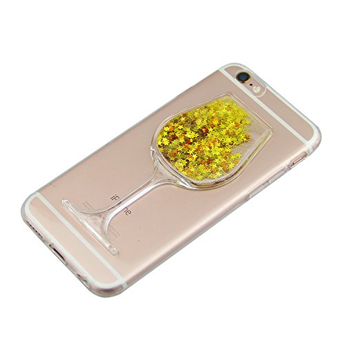 iPhone 7 Glitzer Hülle,Schutzhülle iPhone 7 Hülle Kreativ Design 3D Transparent Clear Soft Silikon Flüssige Hülle,Klar Weinglas Design Dynamisch Treibsand Liquid Fließen Flüssig Schwimmend Stars Tasche Handyhülle Bling Glitter Glitzer Sparkle TPU Bumper Crystal Clear Rückseite Handytasche Rückseite Hülle Schale Etui Tasche Case Cover Beschützer Haut Schale für Apple iPhone 7 4.7 - 4