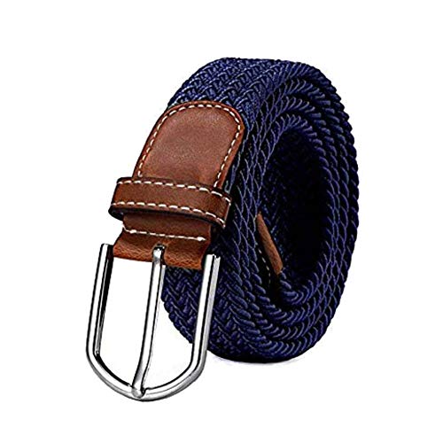 BinKe Sails Cintura Tela Elastica Unisex in Corda Intrecciata con Dettagli in Cuoio e Fibbia Classica - Lunghezza 105 cm - Marrone