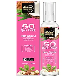 St.Botanica GO Anti Frizz Hair Serum, 120ml with Hydrolyzed Keratin, Shea Butter, & Coconut Oil For Frizz-free & Smooth Hair | Cruelty Free & Vegan | Paraben Free | No SLS/SLES