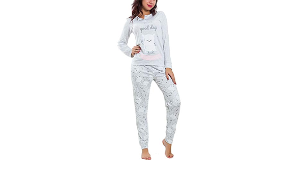 Toocool Pigiama Donna Notte Kawaii Cuscino Maniche Lunghe Intimo Notte Pantaloni Be 6346 Xl Grigio Amazon It Abbigliamento