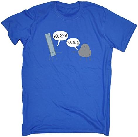 123t Slogans Kids Boy's Girl's YOU ROCK YOU RULE ... RULER ROCK DESIGN (L-Age-9-11 - ROYAL BLUE) T SHIRT