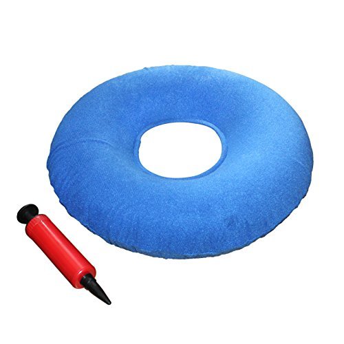 Kovira Inflatable 15" Coccyx Donut Cushion Pillow/Doughnut Pillow with Pump & Travel Bag - Lumbar Support for Hemorrhoids Pregnancy Tailbone Pain Prostate & Sores - Use in the Home Car & Office