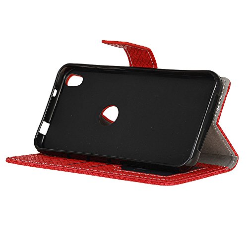 QUENJOY® Flip Hülle Case für Alcatel Shine Lite – PU+TPU Kunstleder Brieftasche Etui Schutzhülle mit Stand Funktion und Karten Slot für Alcatel 5080X-2HALWE7 Shine Lite/Alcatel 5080X-2DALWE7 Shine Lite/Alcatel 5080X-2GALWE7 Shine Lite(5 Zoll) Cover in Rote - 4