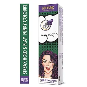 Streax Professional Hold & Play Funky Colours Hair Color, 100g - Crazy Violet 100g