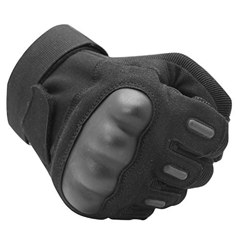 OMGAI Guanti da Uomo con Dita in Gomma Piena per l'escursionismo Ciclismo Airsoft Army Paintball Motorcycle Outdoor Sports (Nero, L)