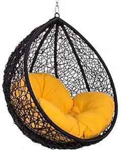 Ektara Hammock Swing Chair Without Stand for Home, Hanging Swings for Indoor, Outdoor, Home, Patio, Yard, Balcony, Garden (Black Swing with Yellow Cushion)