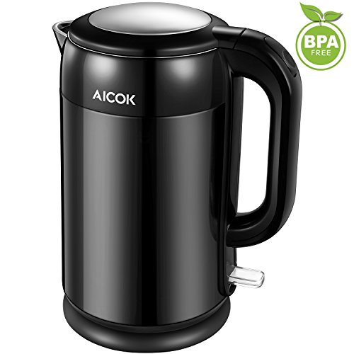 Kettles Electric Aicok Full Stainless Steel Kettle Cool Touch Double Walled Tea Kettle Fast Boil Water Kettle with Large Lid,...