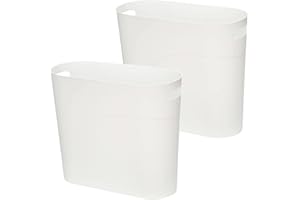 AYSUM 2Pack 12L Slim Waste Basket Plastic Trash Can Small Plastic Bin Slim Garbage Container Bin with Handle for Home Kitchen Bathroom Bedroom Office, White