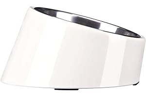 SuperDesign Mess Free 15° Slanted Bowl for Dogs and Cats, Tilted Angle Bulldog Bowl Pet Feeder, Non-Skid & Non-Spill, Easier to Reach Food L/700ml Cream White