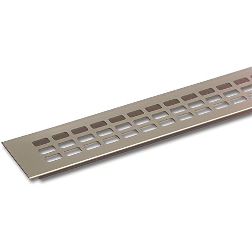 SECOTEC Lüftungsgitter 60 x 400 mm, hochwertiges Aluminium Titan/Edelstahl Effekt, 1 Stück