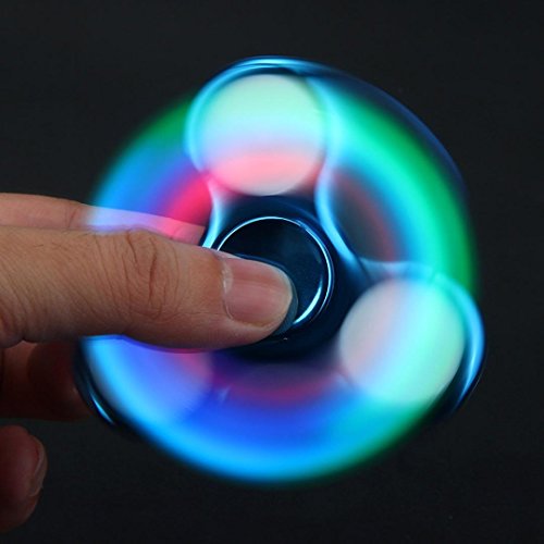 Bescita LED Licht Fidget Hand Spinner Finger Spielzeug Dekompression Spielzeug EDC Focus Gyro,Mit Schalter (Blau) - 3