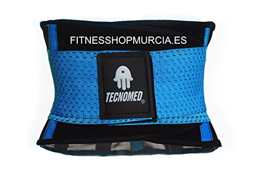 Tecnomed Cinturón Abdomen/Faja Reductora Lumbar Deportiva Fitness y Protector de Columna, para Rehabilitación del Dolor, Unisex, Color Azul (XS)