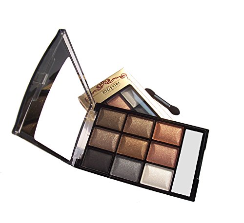 LyDia 9 Colours Diamond Smoky Shimmer EyeShadow Palette Makeup Kit Black/White Highlight/Brown/Silver/Gold 8846-08