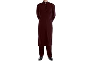 DARABUN Herren Middle East Thobe mit Hosen - Männer Muslim Langarm Thobe Lose Kaftan Casual Dubai Arab Kaftan Kleidung Herren Islamische Kostüm 2pcs/Set