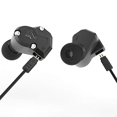 Yinyoo Revonext QT3 Metal Earbuds Headphone In Ear, HiFi Hybrid Earphones Deep Bass Headsets with 2pin 0.75mm Detachable Cable Upgrade Version for Revonext QT2(Black No Mic)