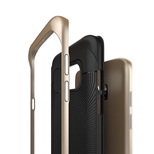 Caseology Funda Galaxy S7 Edge   Serie Wavelength  Protectora Doble Capa Texturizada con Ajuste de Precision y sujecion Segura  Negro Oro - Black Oro  para Samsung Galaxy S7 Edge  2016 